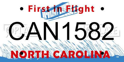 CAN1582 North Carolina License Plate