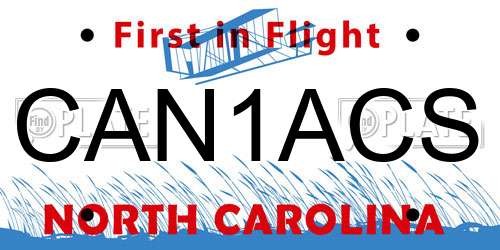 CAN1ACS North Carolina License Plate