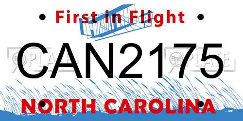 CAN2175 North Carolina License Plate