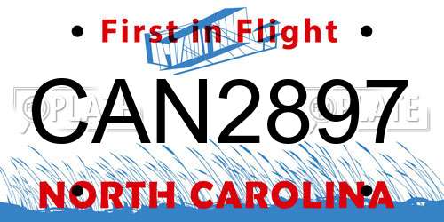 CAN2897 North Carolina License Plate