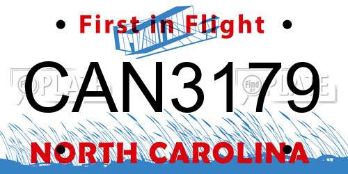 CAN3179 North Carolina License Plate