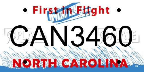 CAN3460 North Carolina License Plate