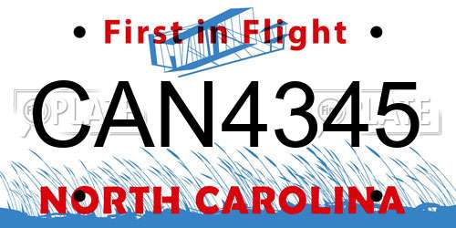CAN4345 North Carolina License Plate