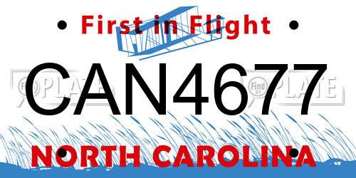 CAN4677 North Carolina License Plate