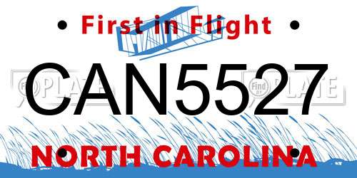 CAN5527 North Carolina License Plate