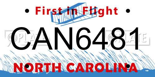 CAN6481 North Carolina License Plate