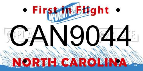 CAN9044 North Carolina License Plate