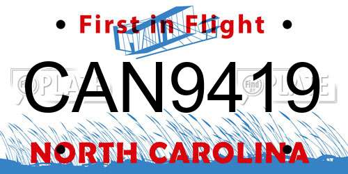 CAN9419 North Carolina License Plate