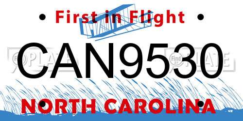 CAN9530 North Carolina License Plate
