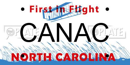CANAC North Carolina License Plate