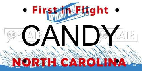 CANDY North Carolina License Plate