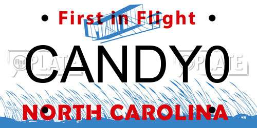 CANDY0 North Carolina License Plate