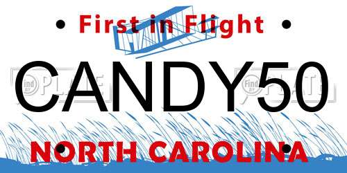 CANDY50 North Carolina License Plate