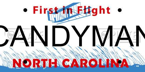 CANDYMAN North Carolina License Plate