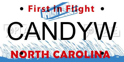 CANDYW North Carolina License Plate