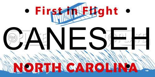 CANESEH North Carolina License Plate