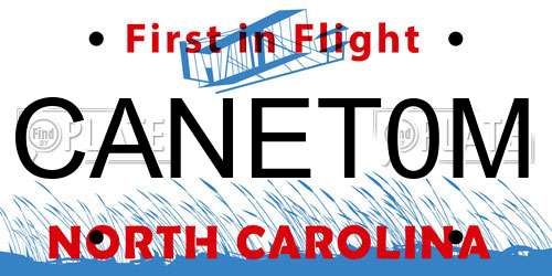 CANET0M North Carolina License Plate