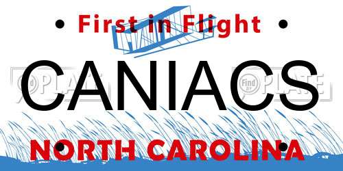 CANIACS North Carolina License Plate