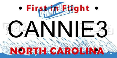 CANNIE3 North Carolina License Plate