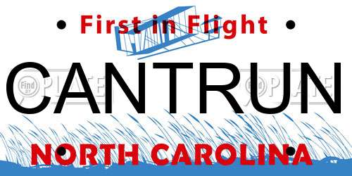 CANTRUN North Carolina License Plate