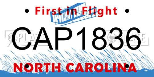 CAP1836 North Carolina License Plate