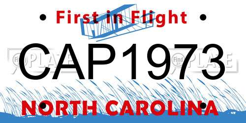 CAP1973 North Carolina License Plate