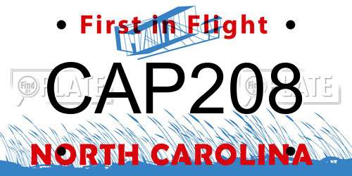 CAP208 North Carolina License Plate