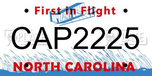 CAP2225 North Carolina License Plate