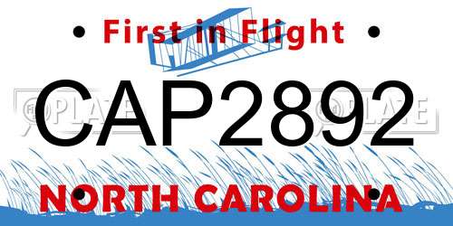 CAP2892 North Carolina License Plate