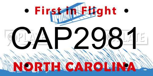 CAP2981 North Carolina License Plate