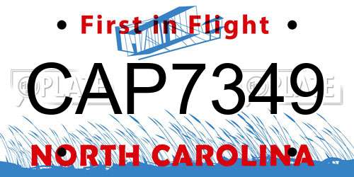CAP7349 North Carolina License Plate