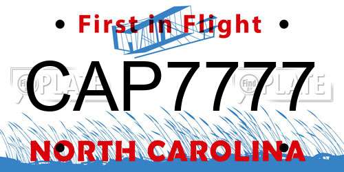 CAP7777 North Carolina License Plate