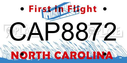 CAP8872 North Carolina License Plate