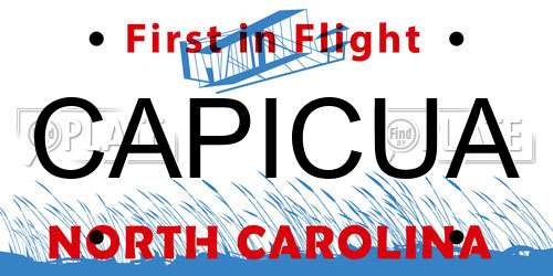 CAPICUA North Carolina License Plate