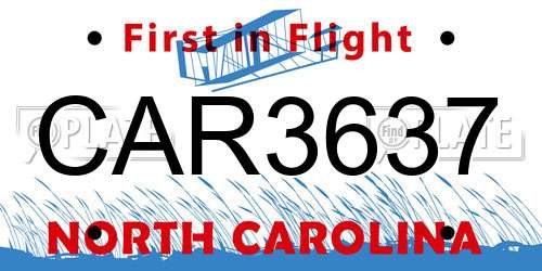 CAR3637 North Carolina License Plate