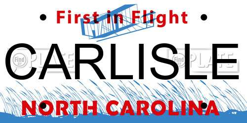 CARLISLE North Carolina License Plate