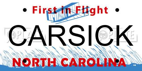 CARSICK North Carolina License Plate