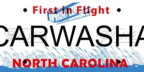 CARWASHA North Carolina License Plate