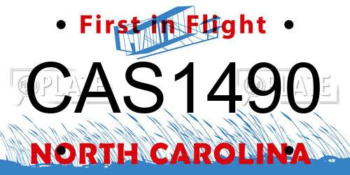 CAS1490 North Carolina License Plate