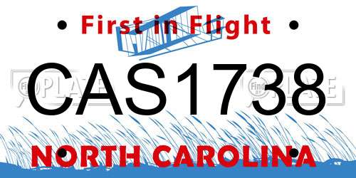 CAS1738 North Carolina License Plate
