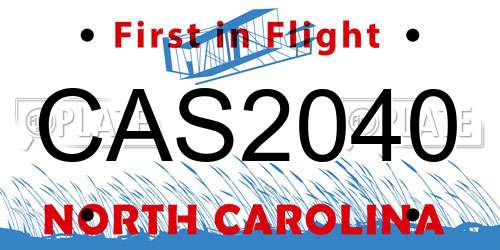 CAS2040 North Carolina License Plate