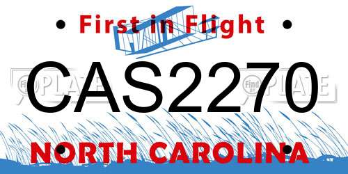 CAS2270 North Carolina License Plate
