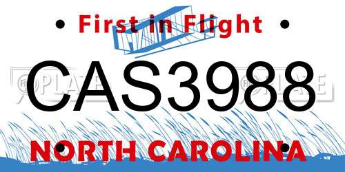 CAS3988 North Carolina License Plate