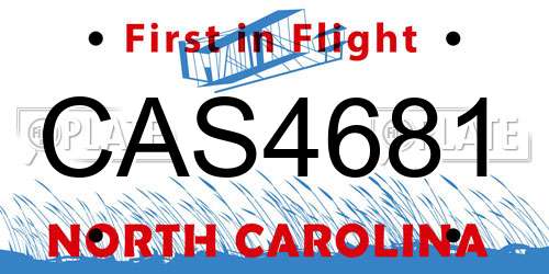 CAS4681 North Carolina License Plate