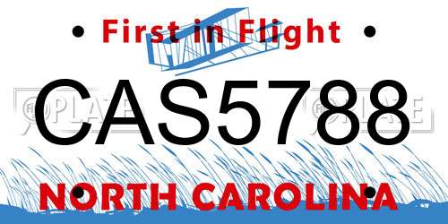CAS5788 North Carolina License Plate