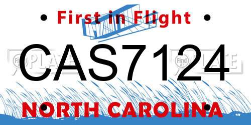 CAS7124 North Carolina License Plate