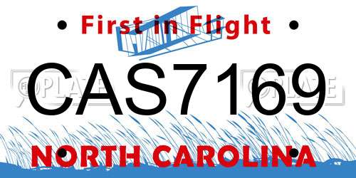 CAS7169 North Carolina License Plate