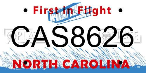 CAS8626 North Carolina License Plate