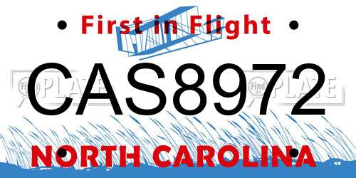 CAS8972 North Carolina License Plate