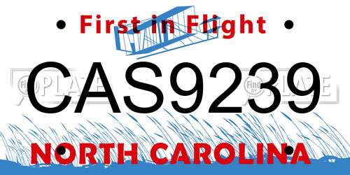 CAS9239 North Carolina License Plate